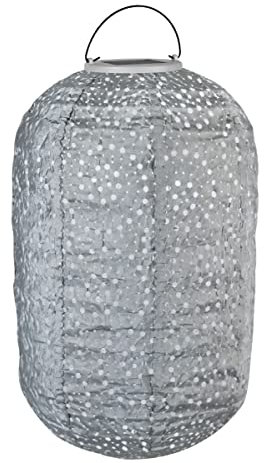 VONROC Farol solar Luna Pillar con LED - Iluminación solar de jardín - 350x220mm - Gris piedra - Hecho a mano - Material de lujo resistente a la intemperie