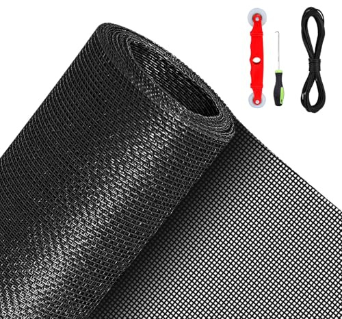 QWR Pet Proof Window Screen Replacement Kit, 39x118 Durable High Hardness Screen Mesh Replacement Window Screens Repair Kit for Sliding Screen Door,Patio and Windows.(Folded Package with Tool Kit)