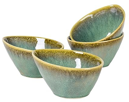 Henten Home Ciotole per insalata, ciotole per pasta in gres, set da 4 pezzi, ciotola da dessert, ciotola per snack, ciotola per gelato, ciotola da 600 ml