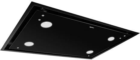 KAUFMANN Deckenhaube Tegmento 90 BL, Dunstabzugshaube 90 cm, 850m³/ h/Schwarz Glas/Ab-Umluft