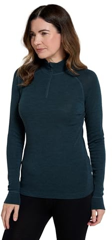 Mountain Warehouse Merino Damen Langarmshirt mit Reißverschluss II Aquamarin Damengröße EU 46