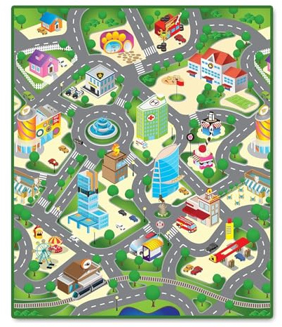 Generico Tappetino da Gioco Grande 120 x 100 cm Rivestito in PVC e Resistente ai Graffi per Uso Esterno Tappeto Cameretta Bambini Tappeto da Gioco per Bambini Tappetino Neonato Gattonamento (CITTA')