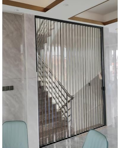 Puerta corredera plegable acordeon Interior Puerta de acordeón transparente aislada con vidrio acrílico y cerradura, puerta corrediza plegable de granero de 60, 80, 140, 150, 160, 170, 180 y 190 cm de