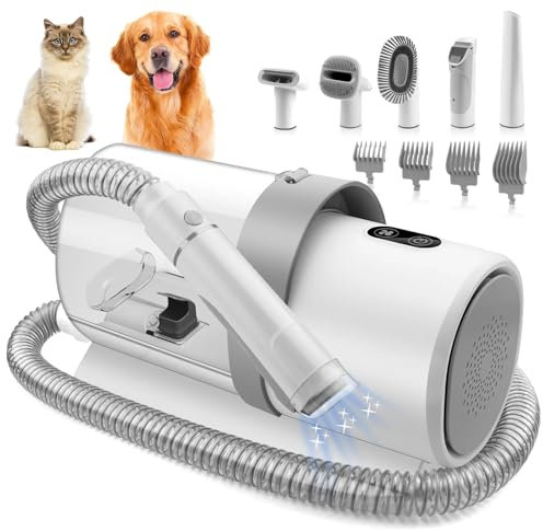 DISHENGZHEN Aspirapolvere per Cani, Kit Professionale per toelettatura peli di Cani e Animali Domestici con 3 modalità di aspirazione e 5 Strumenti per toelettatura per Gatti, capacità 2,5 Litri