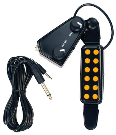 12 Löcher Akustische Gitarren Tonabnehmer, Magnetischer Pickup Transducer Wandler mit Lautstärke Tuner Set, Gitarren Tonabnehmer Vorverstärker Zubehör für Instrumente Akustikgitarre