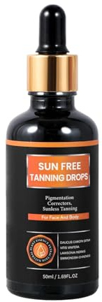 Natural Organic Self-Tanning Drops for Face -7- Carrot Seed Oil, Jojoba & DHA Bronzing Drops | Hydrating, Vegan Tanning Serum with Beetroot & Turmeric | Gentle Face Tanner for Sunless Glow