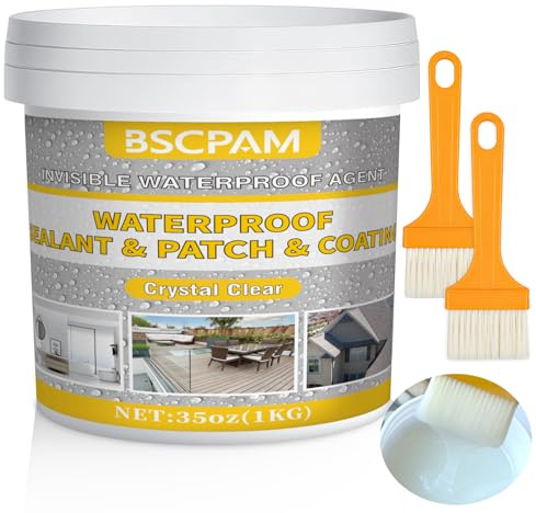 1KG Sigillante Impermeabile Liquido, Agente Impermeabile Invisibile,Rivestimento Impermeabile Definitivo per Interni ed Estern,Sigillante Impermeabile Ttrasparente per Docce,Lastre,Legno e Tetti