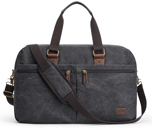 S-ZONE Erweiterbare Reisetasche Vintage Canvas Unisex Handgepäck Weekender Tasche Sporttasche für Reise Wochenende Urlaub