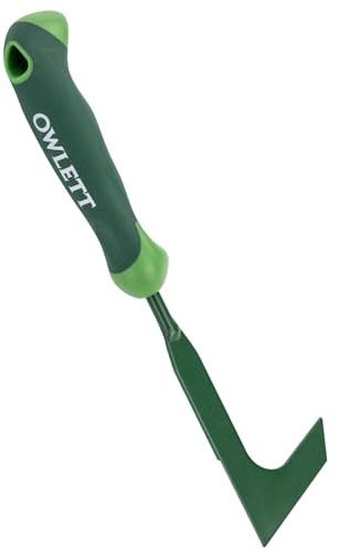 Owlett Crack Weeder, 11 L-Shaped Side-Walk Weed Puller with Ergonomic Rubber Handle, Crevice Weeding Tool for Sidewalk, Wall Gaps, Garden Lawn Yard, Patio Terrace Paving Moss