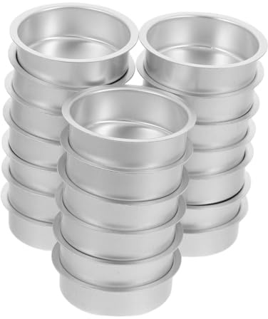 STOBAZA 20 Piezas Unidades Portavelas de Aluminio Plateado para Velas de Té Pequeños Vasos Redondos para Manualidades para Bodas Cumpleaños y Decoración de Fiestas
