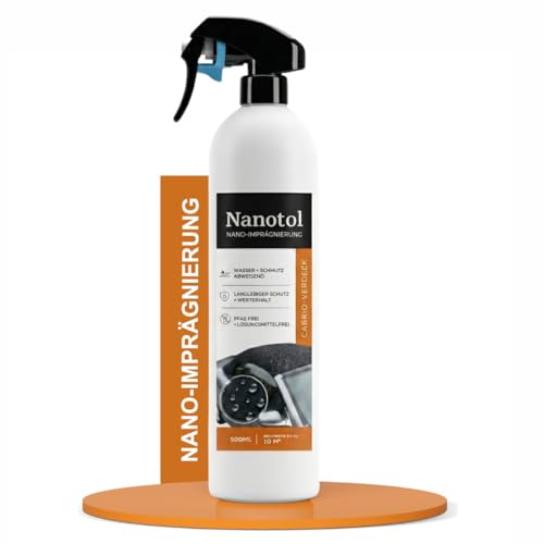 Impermeabilizzazione Nano Cabrio – Rivestimento in tessuto altamente efficace con effetto perlato estremo – Protezione da escrementi di uccelli, resina degli alberi e ristagno – Cura del telo premium