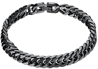 PROSTEEL Herren Edelstahl Armband 19cm Panzerkette Armband 8mm breit schwer Glieder Link Kettenarmband schwarz Armkette Armreif Modeschmuck für Hip Hop Rapper Männer Jungen Weihnachten