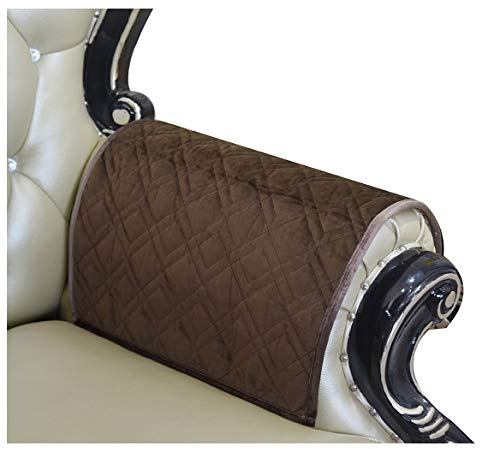 HAOMAIJIA Sofa Armrest Cover, Recliner Chair Arm Cover,Armchair Slipcover Non Slip Quilted Furniture Protector for Leather Sofa Couch (BLatte, 14 x14, 2 Pieces)