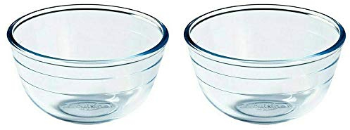 Pyrex O'Cuisine Kitchen Glass Round Mixing Bowl Microwave Safe 14cm 0.5 Litre (Pack of 2)