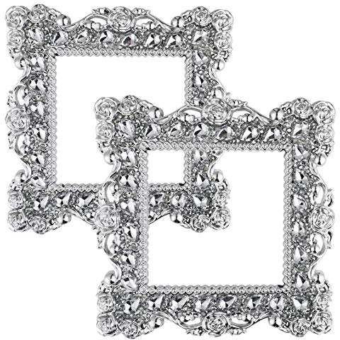 YODOOLTLY Lichtschalter-Aufkleber, quadratische Kunststoffschalter-Umrandung, Schutzplatte, Strass-Wandsteckdosenaufkleber, Dekorationen für Zuhause, Wohnzimmer, Büro, 2 Stück (ein Edelstein, Silber)