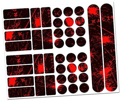 Finest Folia 34 delar cykel ram skyddsfolie folie dekal skydd MTB BMX kedja lackskyddsfolie R159 R160 (02 racing neon röd)
