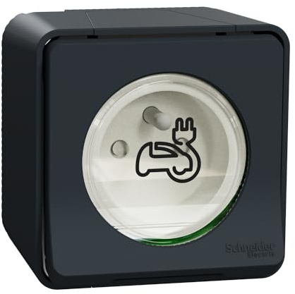Schneider Electric - Mureva Styl - Prise courant 2P+T renforcee - saillie - IP55 - IK08 - EV - gris - MUR36010