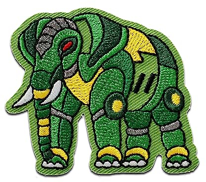 Mono-Quick Elefant Roboter Tier - Aufnäher, Bügelbild, Aufbügler, Applikationen, Patches, Flicken, zum aufbügeln, Größe: 4,5 x 5,3 cm