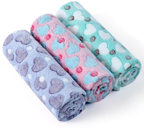 COMSLE Fluffy Dog Blankets Washable for Small Medium Large Dogs, 3 Pack Soft Fleece Cat Blankets for indoor cats, Pet Puppy Blanket Sleeping Mat for Sofa Bed