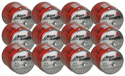 Alpen Camping IK006 1 x 400 ml/190 g Gaspatron Propan Butan Stickpatron För Gasspis Campingkök Bunsenbrännare Lödbrännare EN417 (12)