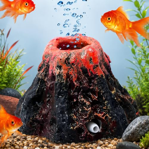 xlwen Décoration d'Aquarium Résine Volcan Pompe à Bulle d'air Pierre à Bulles en Forme de Volcan Aquarium Volcan Ornament pour Pompe à Air D’Aquarium Paysager Décoration Ornement