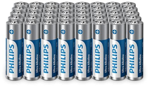 Philips Ultra AA alkaliska batterier – hållbara batterier för fjärrkontroller, leksaker och klockor, 40 stycken