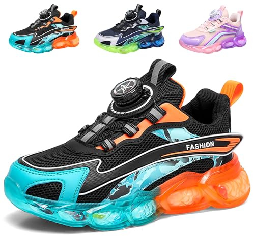 ITSOGOO Barnsneakers Löparskor Modetjejer Pojkar Sportskor Lätta Andningsbara Löparskor Utomhus Fitnessskor Sneakers Inomhusskor Promenadskor Joggingskor Svart 35