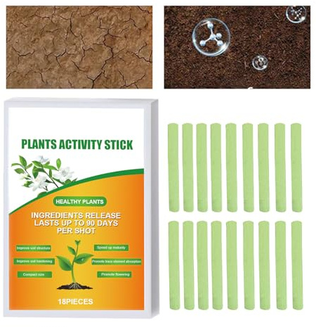 Slow-Release Plant Food Spikes - 18x Plant Growth Enhancer Supplement | Root Stimulator Garden Fertilizer for Succulents, Cactus, Bonsai, Orchid, Potted Plants, Houseplants and Balcony Gardens