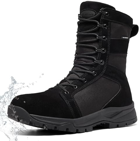 MR HIKING Men's Military Tactical Boots Waterproof Lightweight 8 inch Breathable Non-Slip Suede Combat Boots