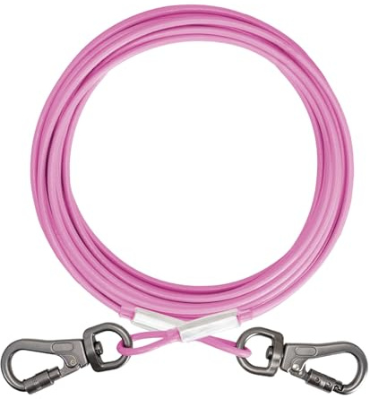 Mi pupjoy Cable de amarre para perros de 10/20/30/50 pies para correa de patio exterior para mascotas pequeñas a medianas perros de hasta 60 libras – Correa de corredor para perros al aire libre (rosa