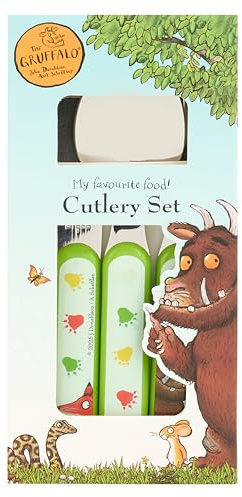The Gruffalo Kids 3 Piece Cutlery Set by Polar Gear – Child-Friendly Stainless Steel Flatware Set with Fork, Knife, and Spoon – Perfect for Toddlers and Preschoolers, Green