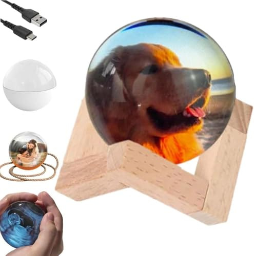 Lámpara de esfera de memoria, video de esfera de memoria de 2.7 pulgadas, videos y fotos personalizables, bola de cristal de video 3D, regalo personalizado para aniversario, cumpleaños, boda, esfera
