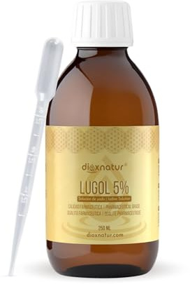 DIOXNATUR® Lugol-lösning 5 % farmaceutisk kvalitet 250 ml | droppar flytande jod och kaliumjodid med exakt doseringspipett