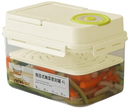 Contenitore Per Sottaceti - Scatola Di Stoccaggio Per Decapaggio Ermetica Coreana Tipo Pressa Da 4 Litri, Barattolo Per Sottaceti Grande Con Coperchio | Contenitore Di Fermentazione Per Crauti Kim-