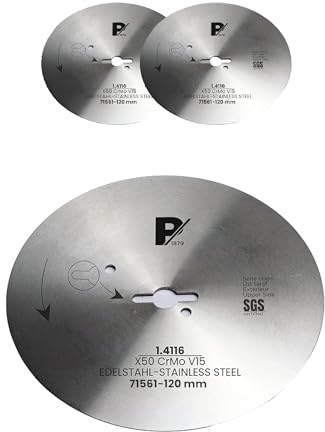 Pirge cirkelkniv kompatibel med Tandır och Dibek 120 mm slät 3 TLG – skärpaste damkniv av rostfritt stål i premiumkvalitet