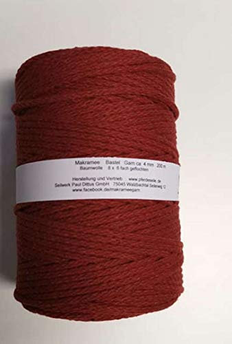 Makrameegarn Makramee Baumwollgarn Bastelgarn ROST 200 Meter 4 mm - geflochten