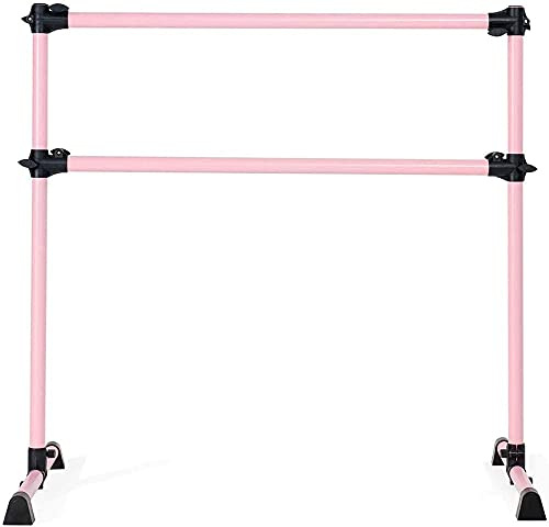 Beihaoer Double barre de ballet avec support antidérapant, barre de ballet portable pour la maison ou la salle de gym réglable de 1,2 m (rose)