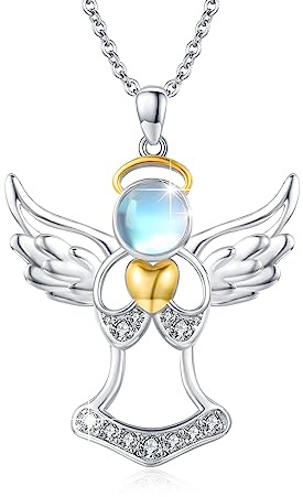 JFASHOP Chaîne ange gardien en argent 925 avec pendentif ange pour fille, cadeau d'anniversaire pour femme, fille, enfant, Argent sterling