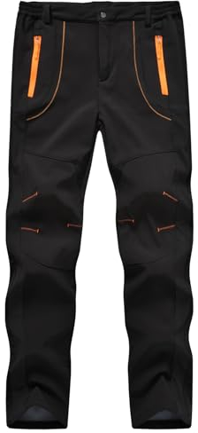 YSENTO Herren Wanderhose Outdoorhose Wasserdicht Softshellhose Winddicht Warm Gefüttert Skihose Snowboardhose Winter Trekkinghose(Schwarz,2XL)