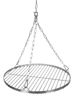 NAJDER Set de Grille Ronde en Acier Inoxydable Ø800 mm avec Chaîne de Suspension Ø3 mm, Grille Ronde pour Barbecue Pivotant avec Jeu de Chaînes, Émerillon et Mousqueton, pour Barbecue Suspendu