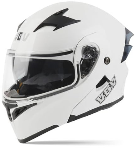 ZXJDP Klapphelm Integral-Motorradhelm, DOT/ECE-zugelassener Vollvisierhelm Integralhelm Cooler Leichter Roller Helm Jet Helm Mopedhelm für Männer Frauen Unisex,Pearl White,M