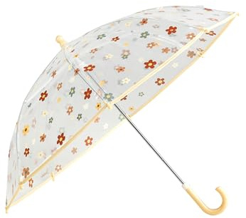 Sterntaler Regenschirm mit Klettverschluss - Pferd Sunny für Kinder, Blumen Druck, Halbrunder Griff, Transparent