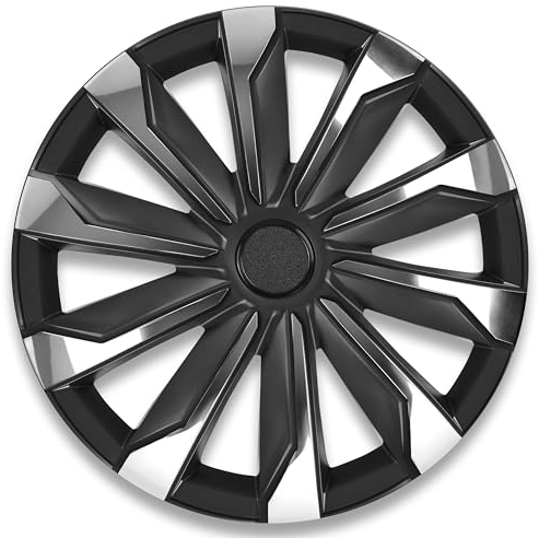 PETEX 14 Zoll Radzierblenden/Radkappen, 4 Stück, Auto, KFZ - Typhoon, ABS Kunststoff in schwarz/Silber
