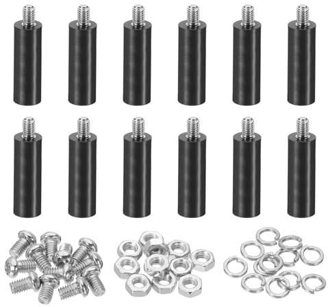 PATIKIL Circuito Distanziatori M4x25mm, 12 Set Altezza Support 25mm/0.98 Pcb Standoff Scheda Isolamento Rotondi Dadi Distanziatori in Plastica a Testa Piatta per Scheda Pcb Pc, Stile 2