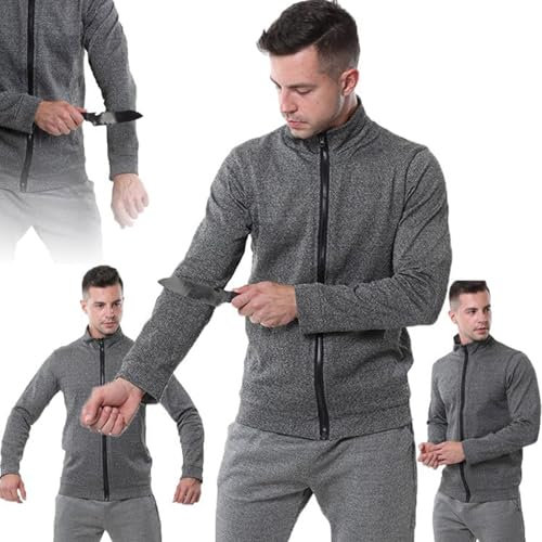 Mixtric Vêtements De Protection Contre Les Piqûres avec 5 Niveaux, Vêtements De Sécurité Contre Les Coupures, Résistant Aux Déchirures, pour La Police Et La Sécurité,Gris,L