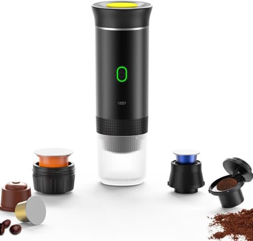 Nicoone Macchina per caffè espresso portatile per campeggio Macchina da caffè espresso Elettrica wireless 3-in-1 Capsule Caffettiera in polvere per Casa Viaggi Campeggio (Con borsa)
