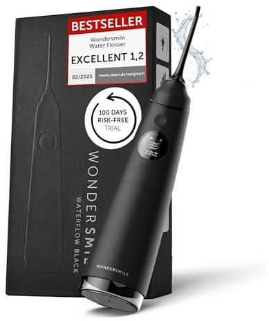 Wondersmile Water Dental Flosser for Teeth Cordless Portable IPX7 - Award Winner 2026* - 100 Days Trial - SmoothFlow Technology for Optimal Teeth Gum Care - 5 Settings – 30-Day runtime