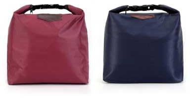 HUVZOR 2PCS Bolsa Termica Porta Alimentos, Impermeable Comida Bolsas de Almuerzo, Bolsa Nevera Portatil para Trabajo, Escuela, Picnic (Rojo + azul oscuro)