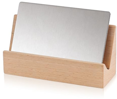 CRAFTYMELODY Bois Porte-cartes de Visite Rectangle Support d'Affichage de Cartes de Visite Organisateur de Bureau en Bois 3.54x1.57x1.85 pouce