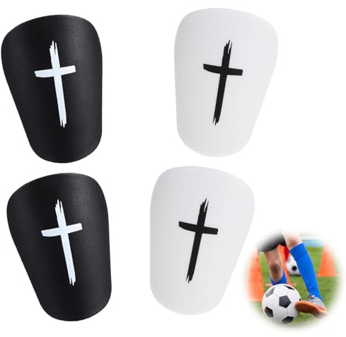 Mini Protège Tibia Foot 2 Paires Petit Protège Tibias Enfant et Adulte en EVA Léger, Protection Football Résistance aux Impacts pour Garçons, Filles, Entraînement et Match, Noir+Blanc (9,5 x 6 cm)